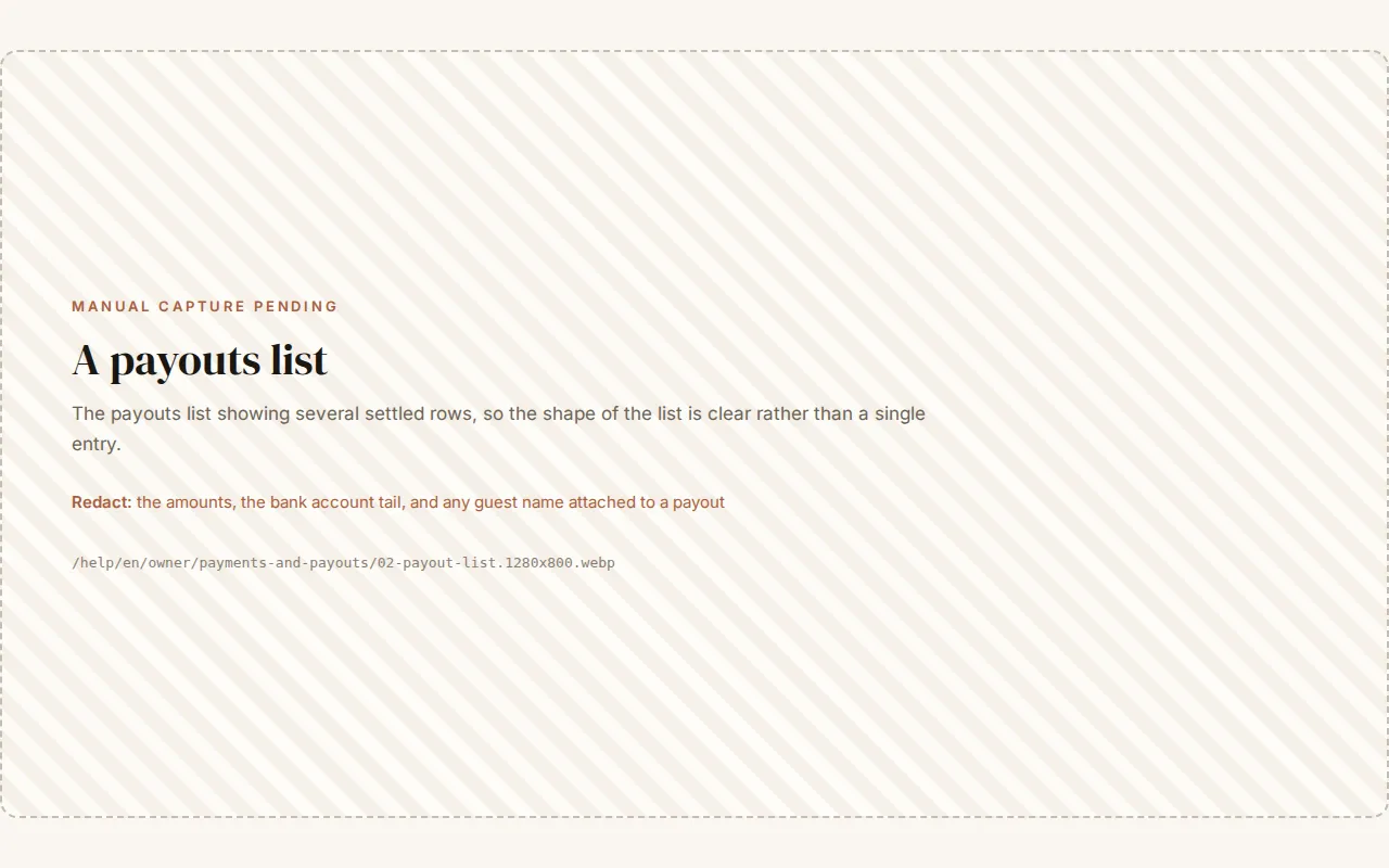 A list of settled payouts showing dates, statuses and destination accounts, with amounts blurred